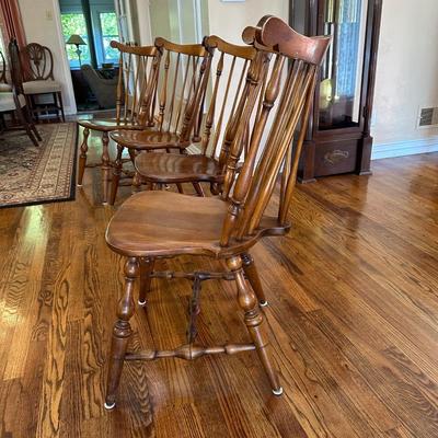 4 ETHAN ALLEN FIDDLEBACK WINDSOR DINING CHAIRS