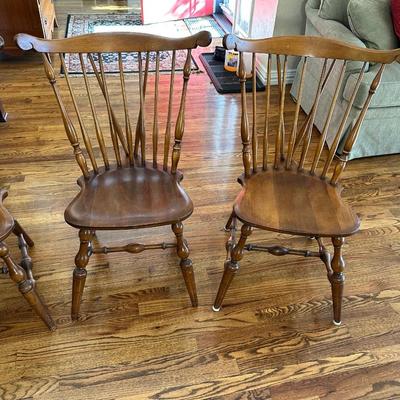 4 ETHAN ALLEN FIDDLEBACK WINDSOR DINING CHAIRS