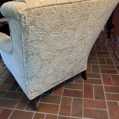 PAISLEY PRINT UPHOLSTERED ARMCHAIR WITH FLOOR LAMP