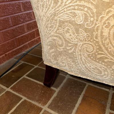 PAISLEY PRINT UPHOLSTERED ARMCHAIR WITH FLOOR LAMP