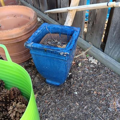 PINECONES, CLAY FLOWER POTS, WATER FOUNTAIN TOPS AND MANY POT SAUCERS