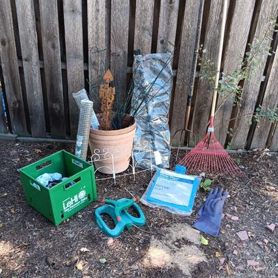 MANY PLANT SUPPORTS, RAK, PITCH FORK, CHICKEN WIRE AND MORE
