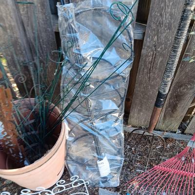 MANY PLANT SUPPORTS, RAK, PITCH FORK, CHICKEN WIRE AND MORE