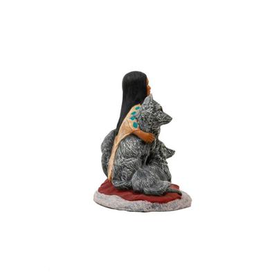 Sale Photo Thumbnail #101: This sculpture is crafted from polyresin and and is hand-painted.  The piece is also referred to as a  "Wild Majesty Indian Wolf Sculpture." 8 inches long as listed in picture.