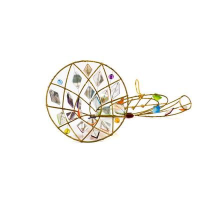 Sale Photo Thumbnail #326: This is a colorful wall hanging french horn suncatcher. 10 inches long as listed in picture.
