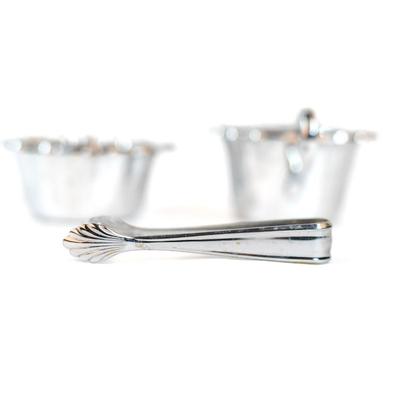 Sale Photo Thumbnail #343: This is a cream and sugar set with tongs.. Its silver plated made in Germany.