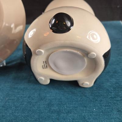 Sale Photo Thumbnail #149: This auction lot is for a Dear God Child's Plate and Panda Bank. The Plate says "Dear God, I just can't sleep want to talk?"  Measuring about 8-inches in diameter the china plate is by Royal Norfolk.  The ceramic Panda Bank is from China - it measures abo