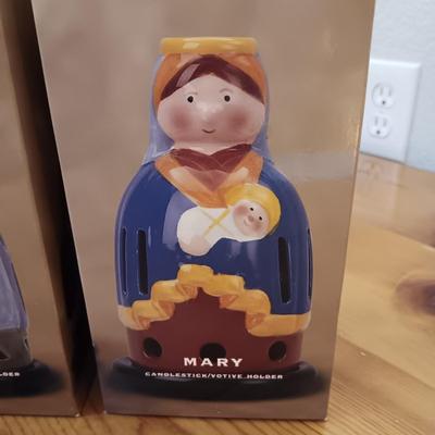 2 VILLEROY & BOCH "MARY & JOSEPH" CANDLESTICK VOTIVE HOLDERS