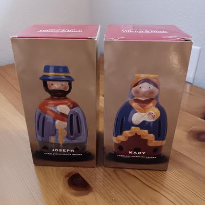 2 VILLEROY & BOCH "MARY & JOSEPH" CANDLESTICK VOTIVE HOLDERS