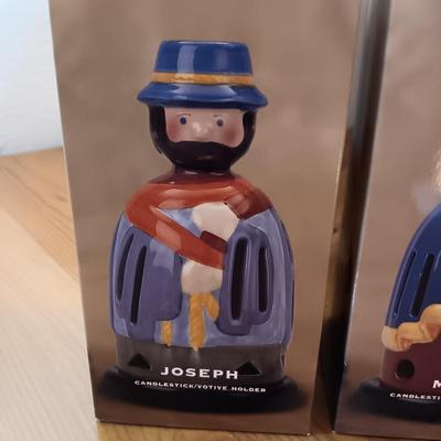 2 VILLEROY & BOCH "MARY & JOSEPH" CANDLESTICK VOTIVE HOLDERS