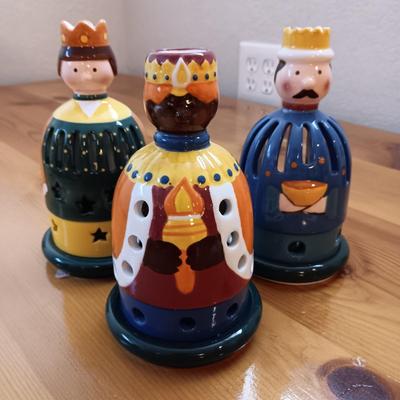 3 VILLEROY & BOCH "WISE MEN" CANDLESTICK VOTIVE HOLDERS