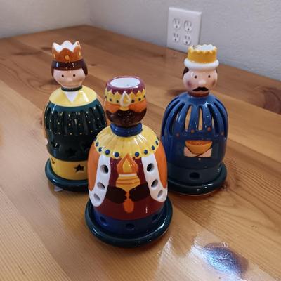 3 VILLEROY & BOCH "WISE MEN" CANDLESTICK VOTIVE HOLDERS
