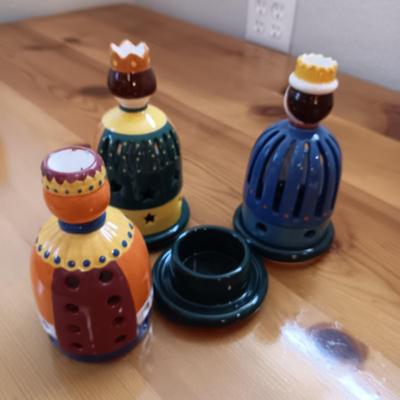 3 VILLEROY & BOCH "WISE MEN" CANDLESTICK VOTIVE HOLDERS