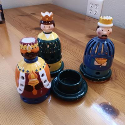 3 VILLEROY & BOCH "WISE MEN" CANDLESTICK VOTIVE HOLDERS