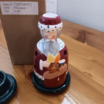 2 VILLEROY & BOCH "NIKOLAUS & SHEPHERD" CANDLESTICK VOTIVE HOLDERS