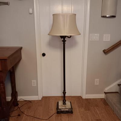 HEAVY MARBLE AND BRASS BASE VINTAGE FLOOR LAMP