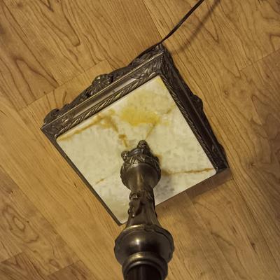 HEAVY MARBLE AND BRASS BASE VINTAGE FLOOR LAMP
