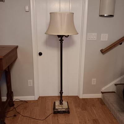 HEAVY MARBLE AND BRASS BASE VINTAGE FLOOR LAMP