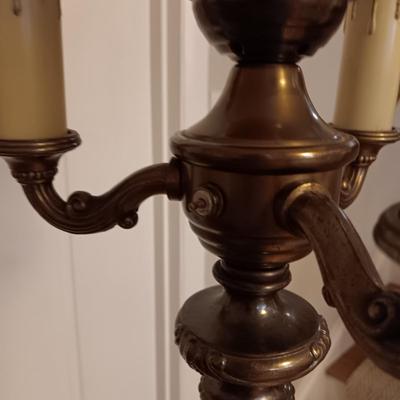 HEAVY MARBLE AND BRASS BASE VINTAGE FLOOR LAMP