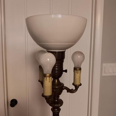 HEAVY MARBLE AND BRASS BASE VINTAGE FLOOR LAMP
