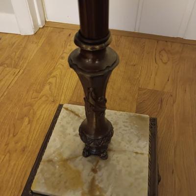 HEAVY MARBLE AND BRASS BASE VINTAGE FLOOR LAMP