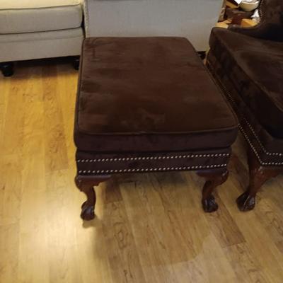 NICE WINGBACK CHAIR WITH OTTOMAN AND NAILHEAD ACCENTS