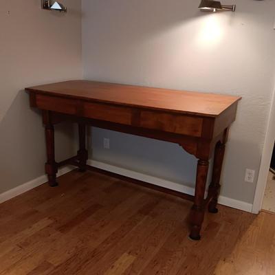 BEAUTIFUL 2 PIECE ANTIQUE MAP OR WRITING DESK WITH 3 DRAWERS