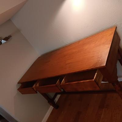 BEAUTIFUL 2 PIECE ANTIQUE MAP OR WRITING DESK WITH 3 DRAWERS