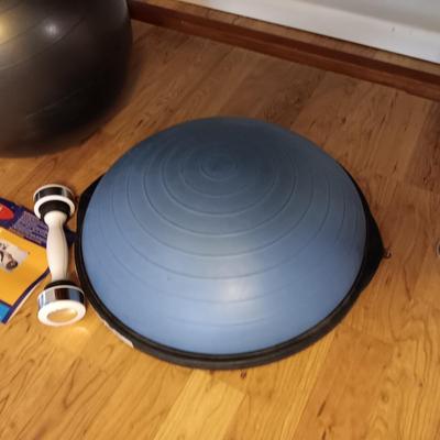 EXERCISE BALLS AND HAND WEIGHTS