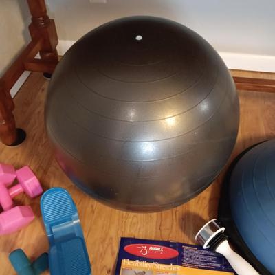 EXERCISE BALLS AND HAND WEIGHTS