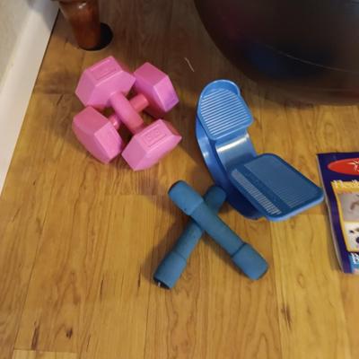 EXERCISE BALLS AND HAND WEIGHTS