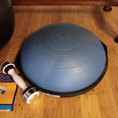 EXERCISE BALLS AND HAND WEIGHTS