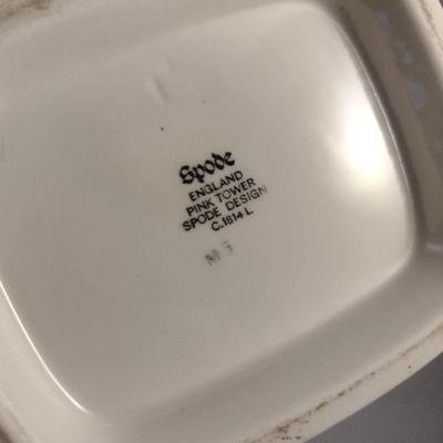 Sale Photo Thumbnail #1177: Spode England Porcelain Coffee and Tea Pots- 'Pink Tower' Pattern.  Items appear to be in good condition, but please review all pictures.