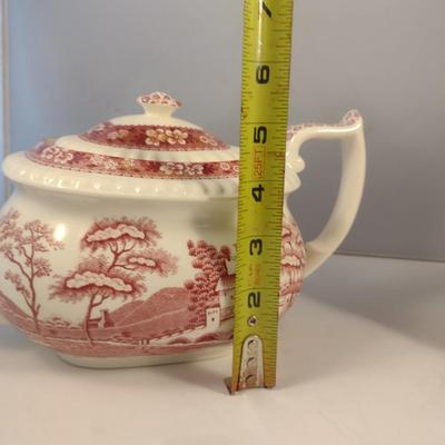 Sale Photo Thumbnail #1170: Spode England Porcelain Coffee and Tea Pots- 'Pink Tower' Pattern.  Items appear to be in good condition, but please review all pictures.