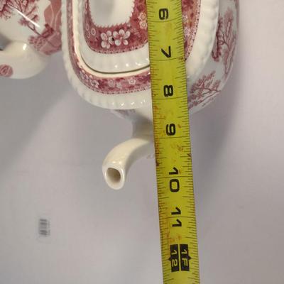 Sale Photo Thumbnail #1171: Spode England Porcelain Coffee and Tea Pots- 'Pink Tower' Pattern.  Items appear to be in good condition, but please review all pictures.