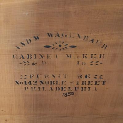 LARGE WOODEN ANTIQUE CHEST FROM PHILADELPHIA