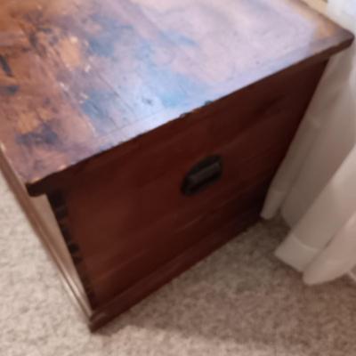 LARGE WOODEN ANTIQUE CHEST FROM PHILADELPHIA