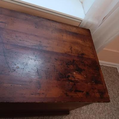 LARGE WOODEN ANTIQUE CHEST FROM PHILADELPHIA