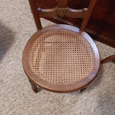 AFGHAN HOLDER & CANE SEAT CHAIR