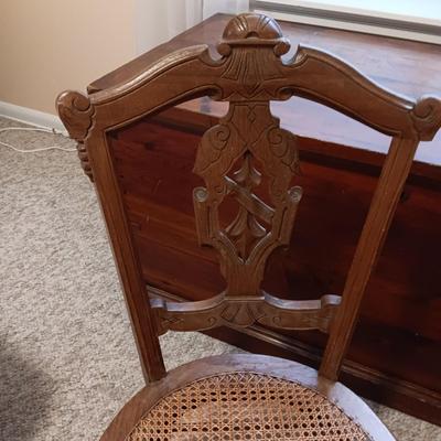 AFGHAN HOLDER & CANE SEAT CHAIR