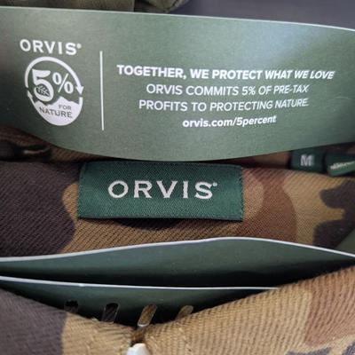 Orvis Camo Size M Long Sleeve Shirt & 2 Olive Green Long Sleeve Shirts Size L - Lot 2