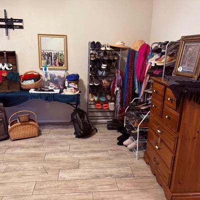 Sale Photo Thumbnail #48: - Table & one shoe rack is not included (removed after photo was taken) dresser is included

Shoes size 9
NO CHERRY PICKING or taking ONLY the items you want and leaving the rest or you will be banned! Please arrive with enough time to load. Bring boxes/a