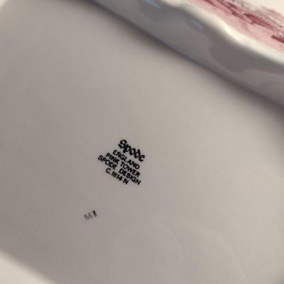 Sale Photo Thumbnail #1182: Spode England Porcelain Covered Vegetable Bowl- 'Pink Tower' Pattern