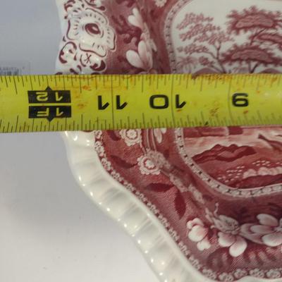 Sale Photo Thumbnail #1180: Spode England Porcelain Covered Vegetable Bowl- 'Pink Tower' Pattern