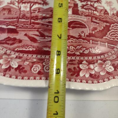 Sale Photo Thumbnail #1196: Three Spode England Porcelain Serving Platters- 'Pink Tower' Pattern