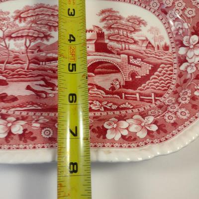 Sale Photo Thumbnail #1188: Three Spode England Porcelain Serving Platters- 'Pink Tower' Pattern