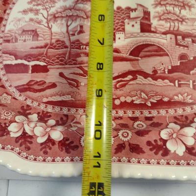 Sale Photo Thumbnail #1199: Three Spode England Porcelain Serving Platters- 'Pink Tower' Pattern