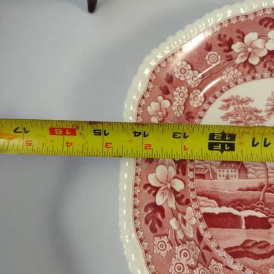 Sale Photo Thumbnail #1198: Three Spode England Porcelain Serving Platters- 'Pink Tower' Pattern