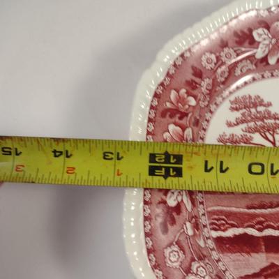 Sale Photo Thumbnail #1195: Three Spode England Porcelain Serving Platters- 'Pink Tower' Pattern