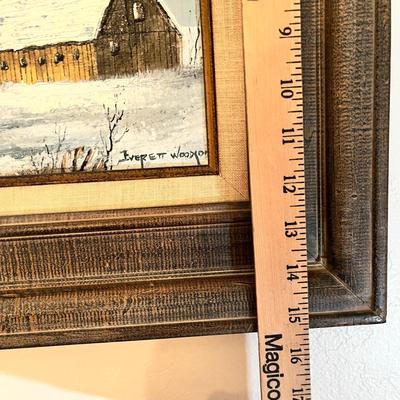 Lot 293 Winter farm scene oil painting